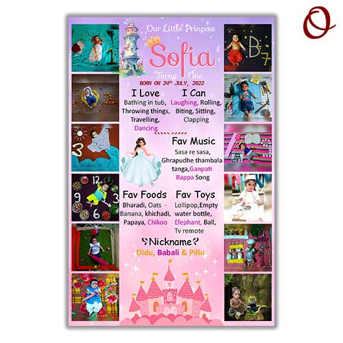 DisneyPrincessThemeCustomizedChalkboardMilestoneBoardforKidsBirthdayParty